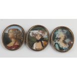 Three antique miniature portraits