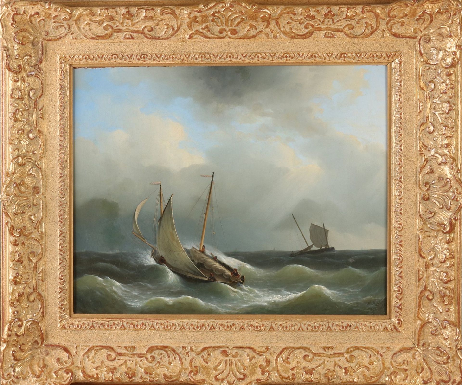 Herman H. Op der Heijde, Sailing ship with figures on the high seas