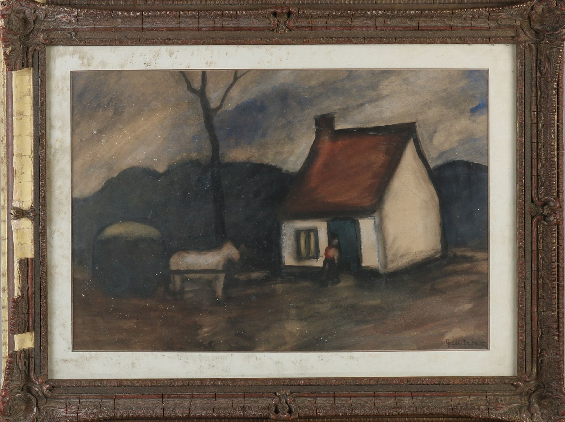 Gustave de Smet, Farmhouse with horse and figures