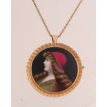 Gold necklace with limoge pendant