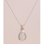 White gold necklace and pendant with opal