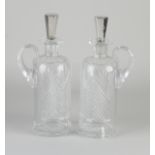 2 decanters with silver