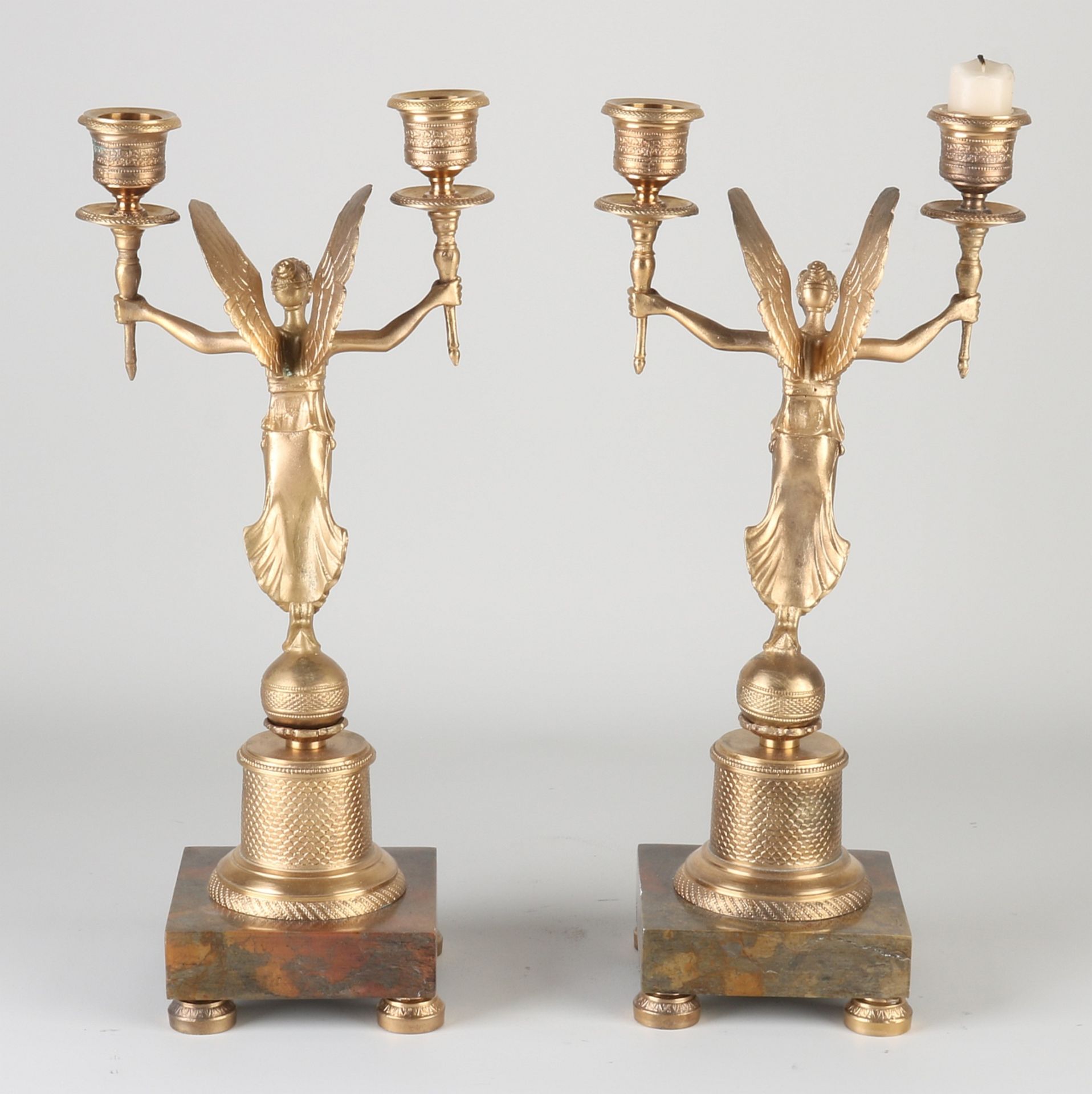 Two bronze empire style candlesticks - Image 2 of 2