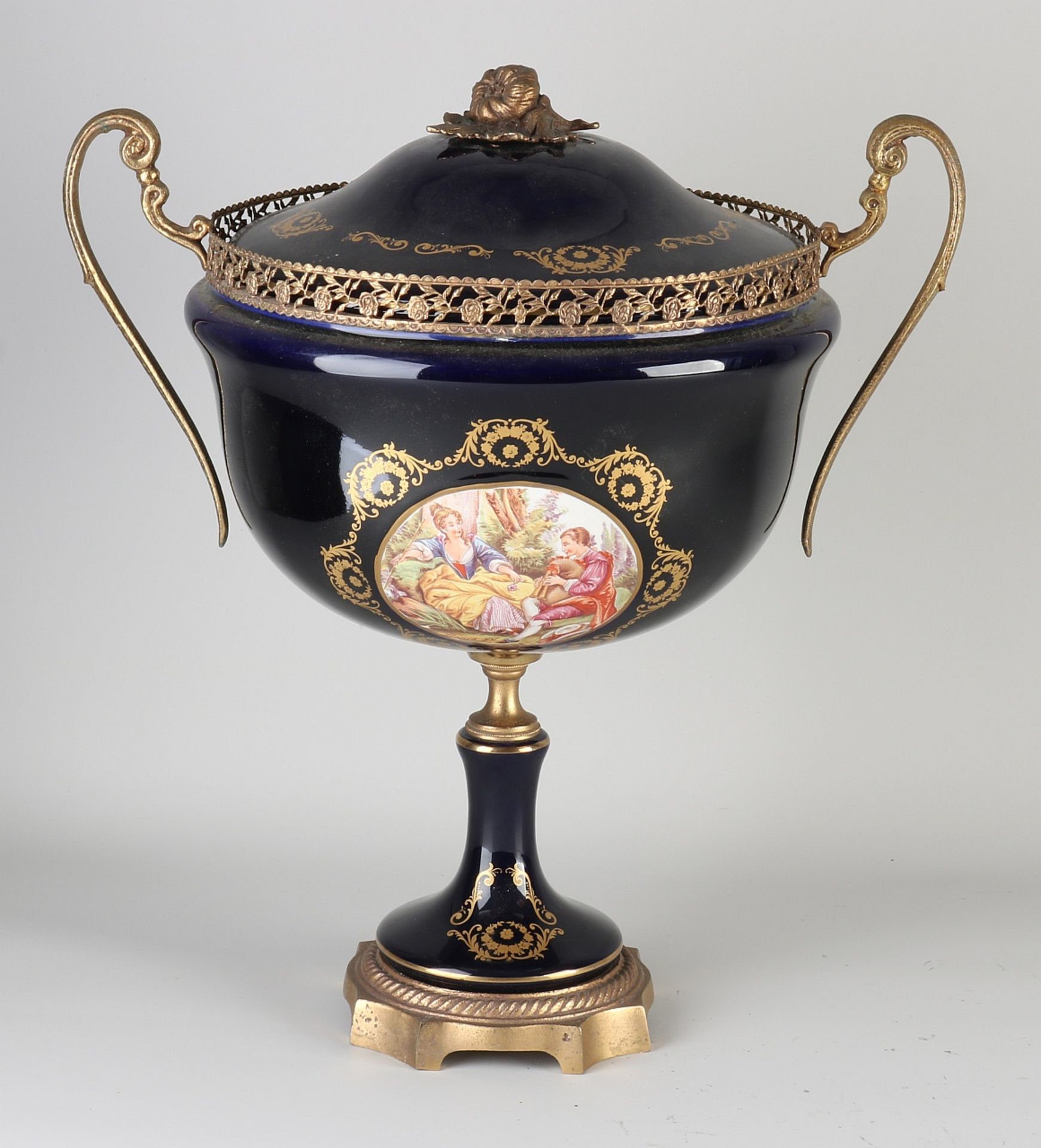 French Sevres style lidded bowl, H 43 cm.