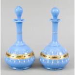 Two opaline glass pipe vases