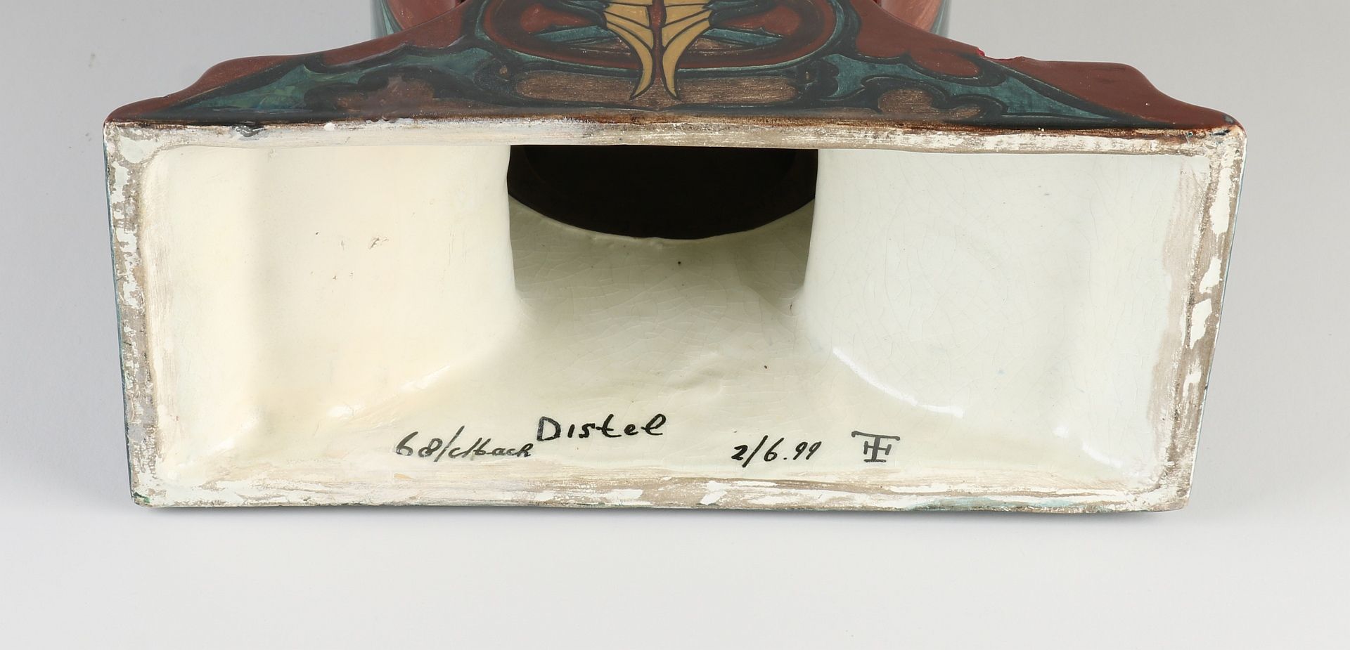 Antique pottery mantel clock 'de Distel' - Bild 3 aus 3