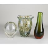 Three glass vases