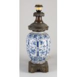 Antique Delft table lamp, H 48 cm.