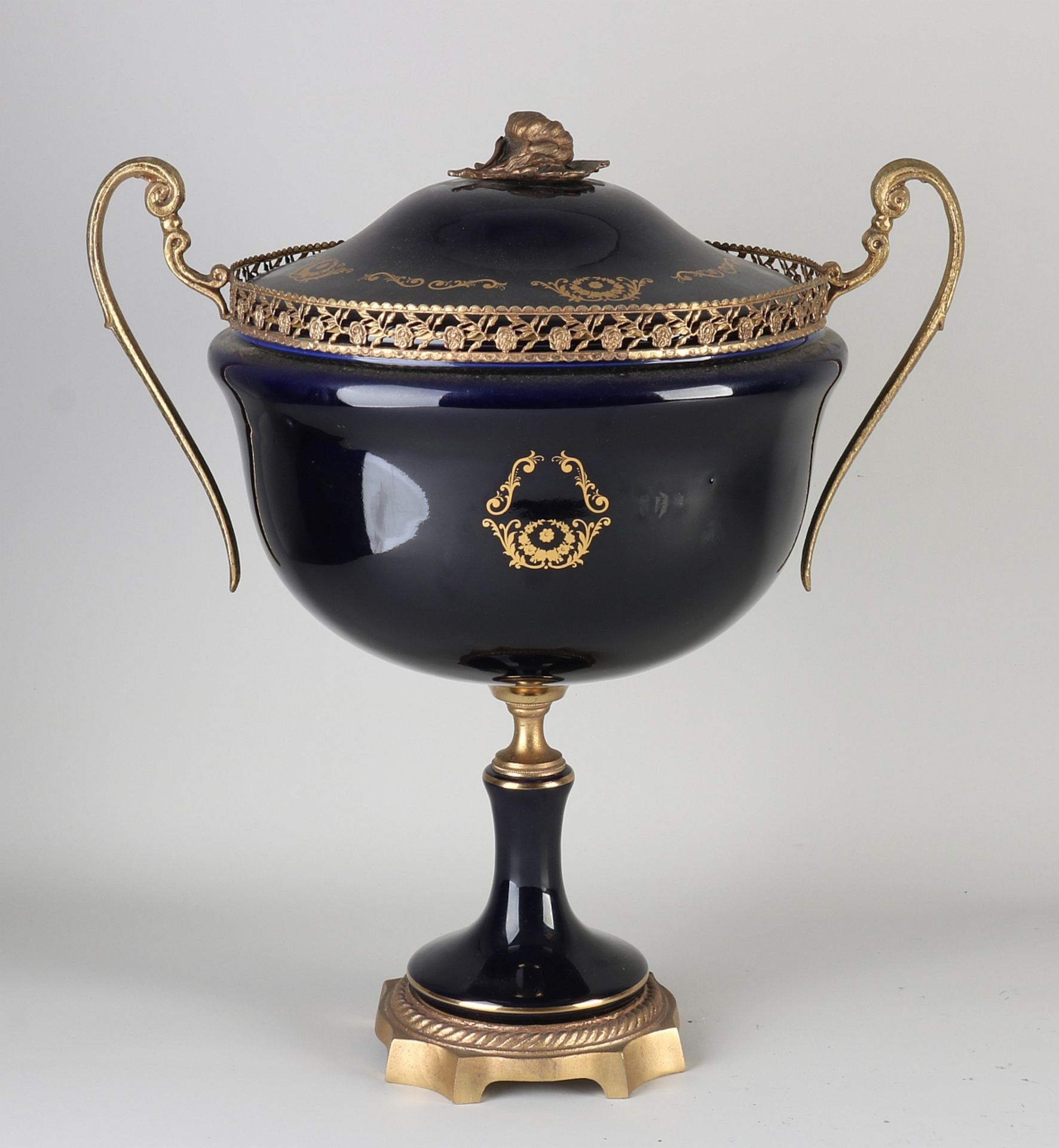 French Sevres style lidded bowl, H 43 cm. - Image 2 of 2