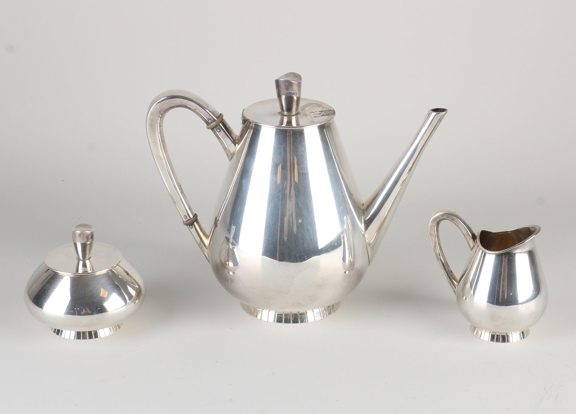 Silver pitcher & milk/sugar set