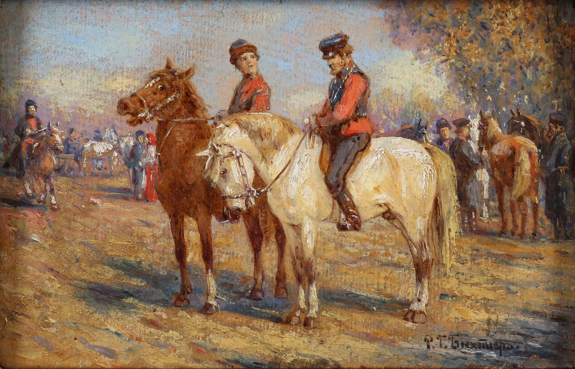 Signed, Figures with horses - Bild 2 aus 2