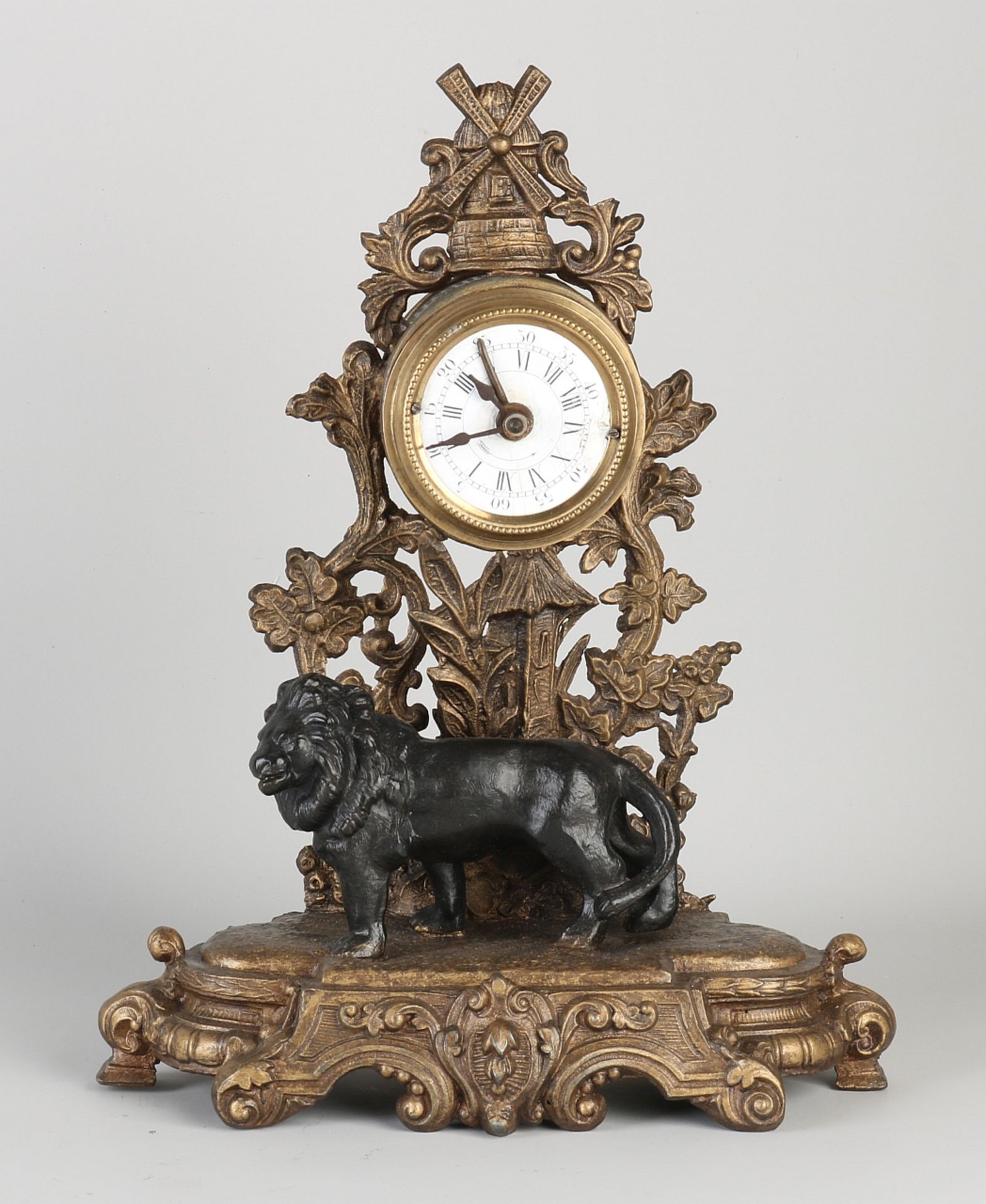 Rare antique alarm clock with lion