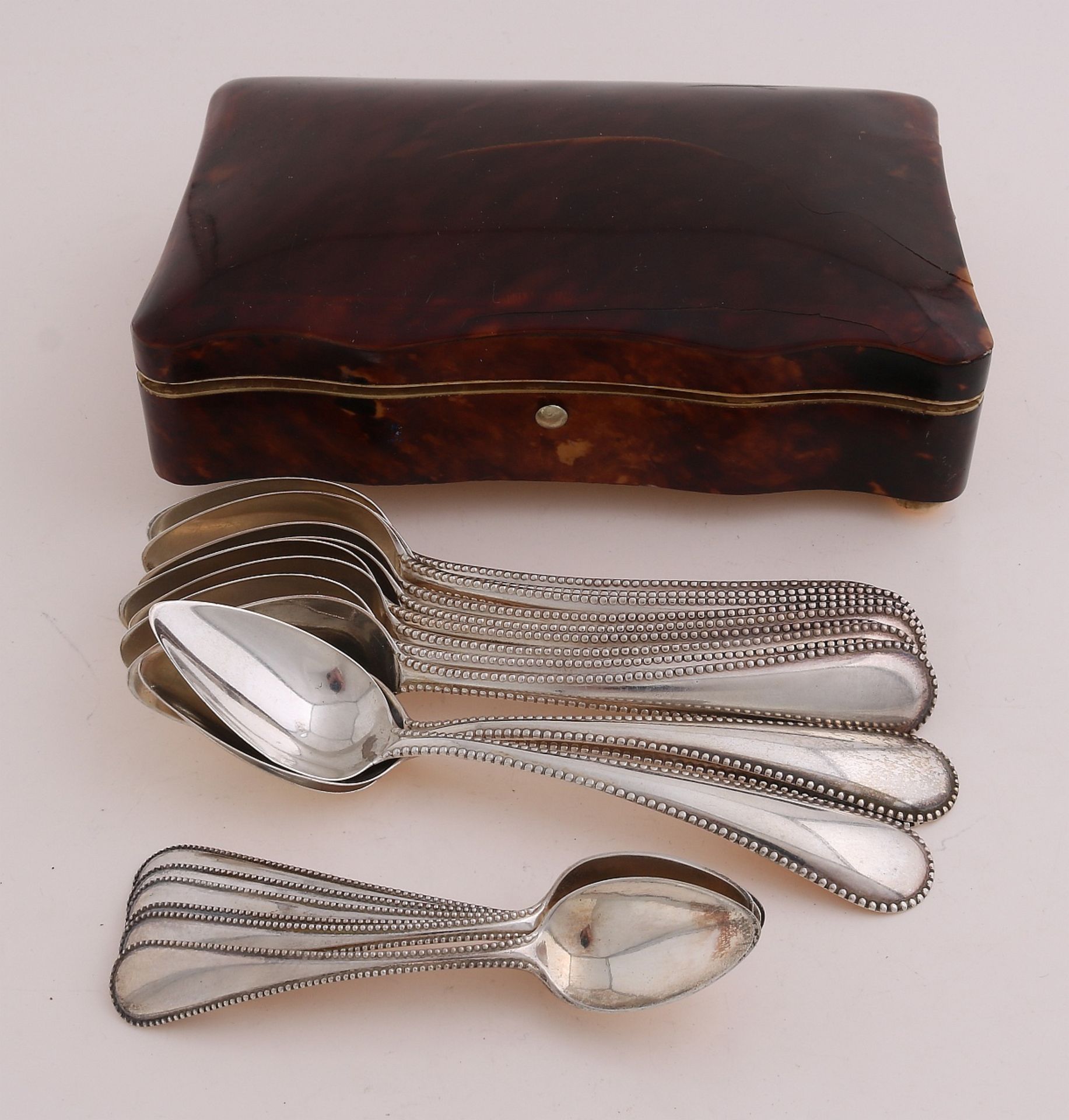 Turtle box with silver spoons