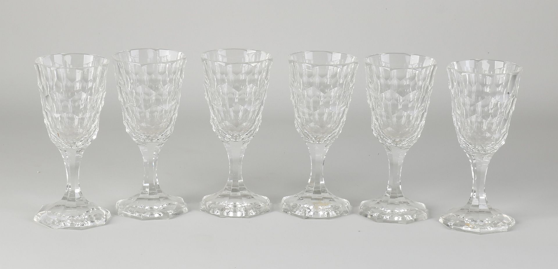 Six crystal glasses