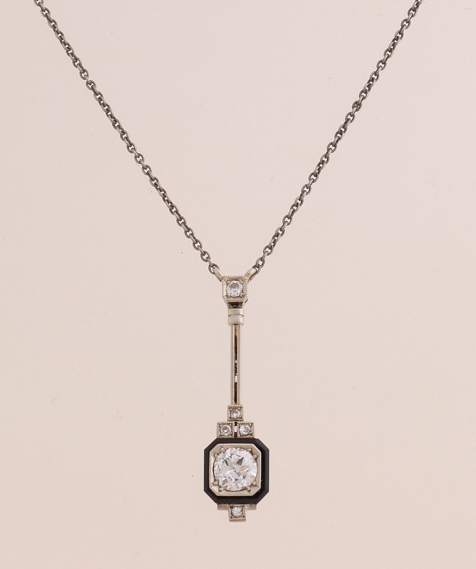 White gold pendant with diamond, Art Deco