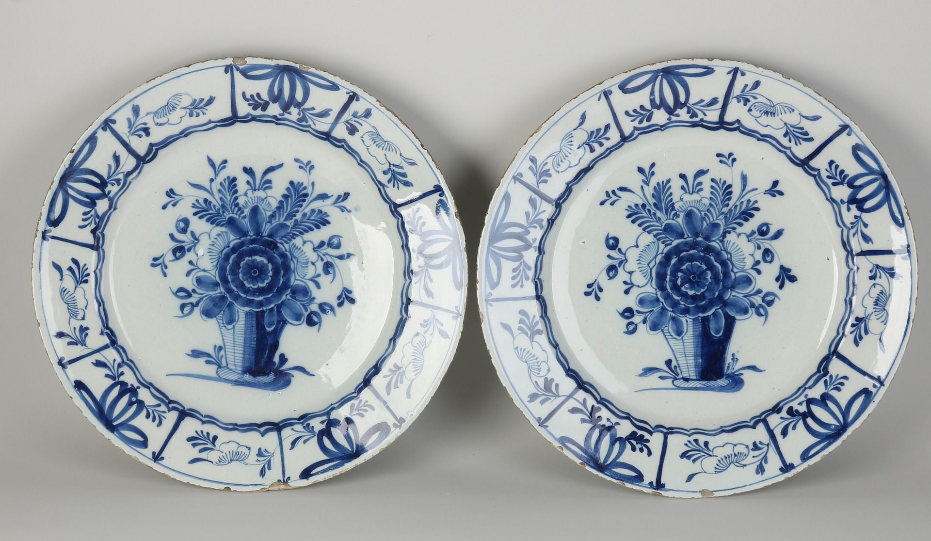 Two Delft dishes Ø 35 cm.