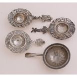 4 Silver tea strainers