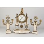 Three-piece French mantel clock set, 1870