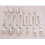 6 silver spoons and 6 forks