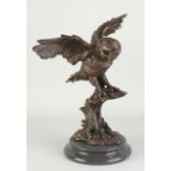 Bronze figure, Owl on tree trunk