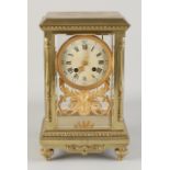 Antique French glass mantel clock