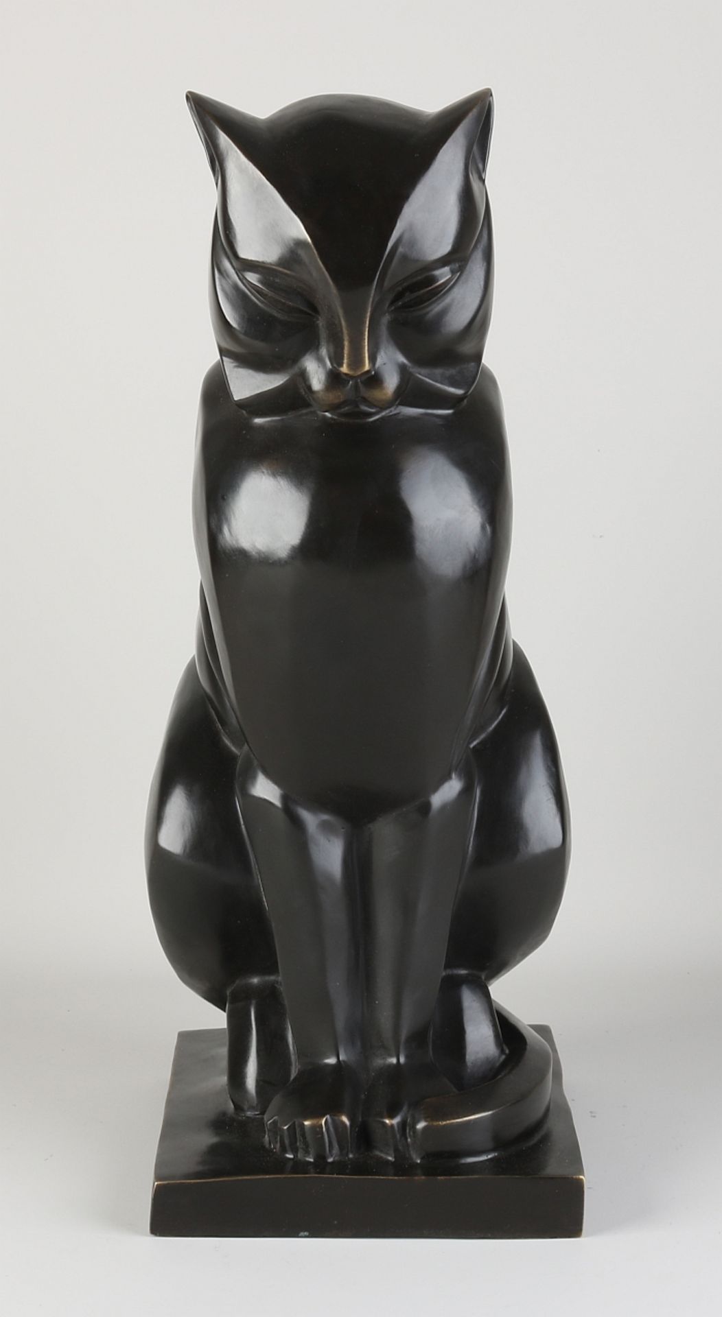 Bronze sculpture, Cat in Art Deco style