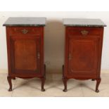 Two antique English bedside tables