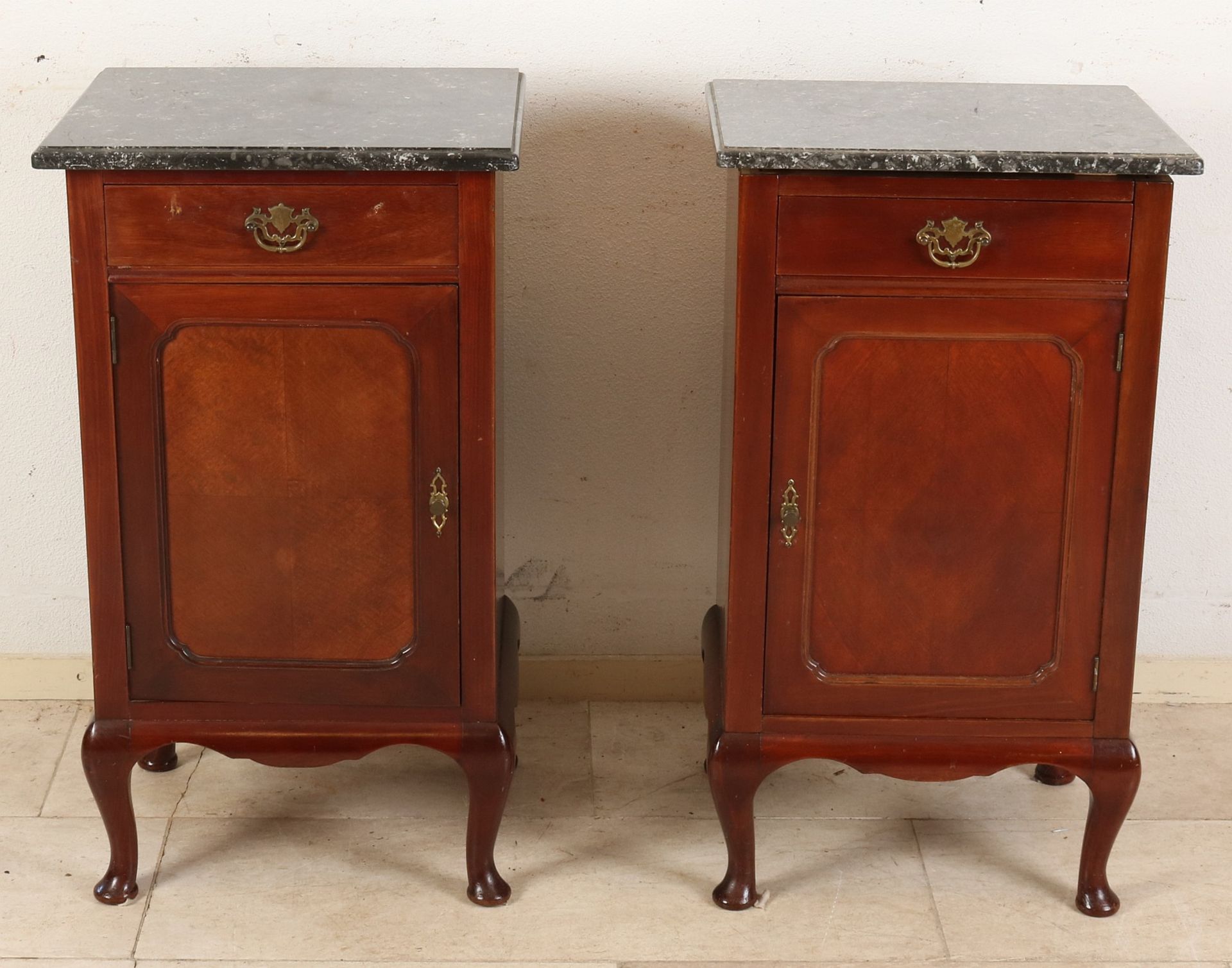 Two antique English bedside tables