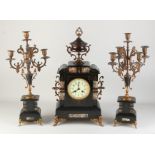 Black Marble Clock Set