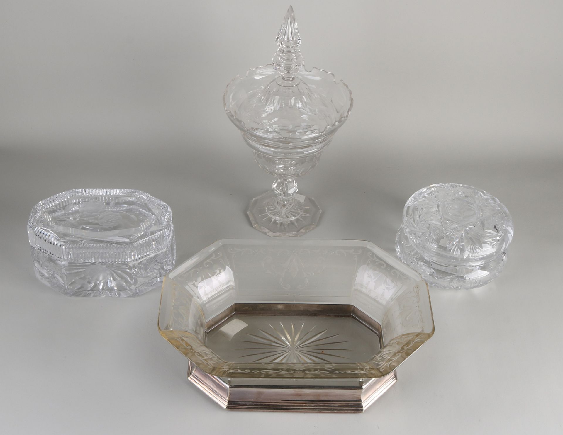 4x Old/antique crystal glass