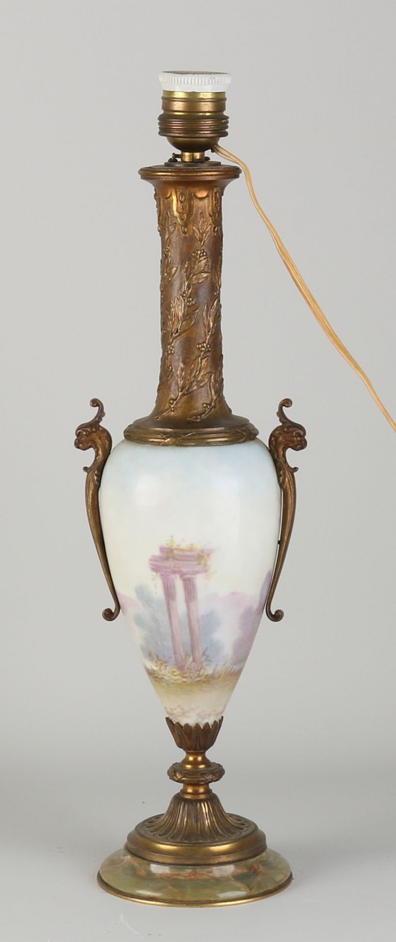 Antique lamp base with bronze - Image 2 of 2