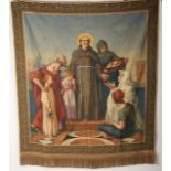 Antique religious tapestry, 150 x 133 cm.