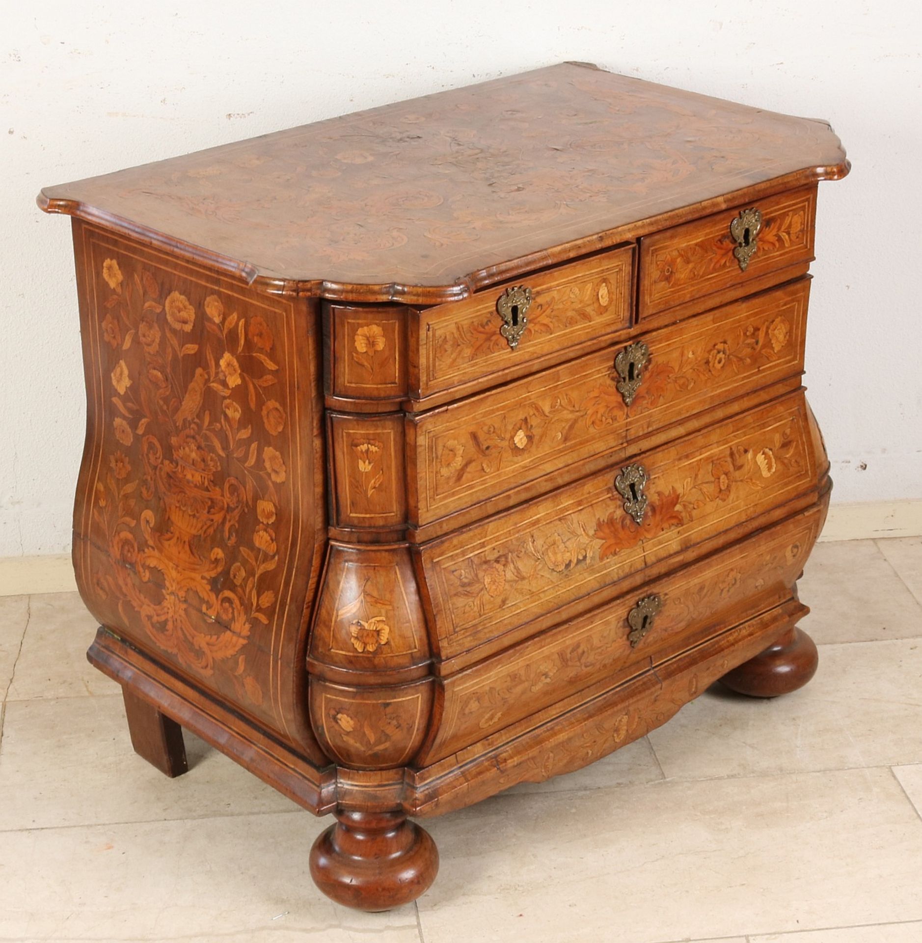 Marquetry inlaid chest of drawers - Image 2 of 2