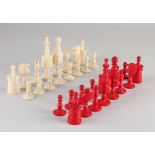 Antique bone chess pieces