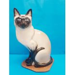 Rare Vintage 1960s Seneshall Pottery Seated Persian Cat, approximately 15 inches in height