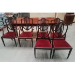 Large Mahogany Dining Table on Four Turned Legs with Matching 6 Lyre-Back Chairs,