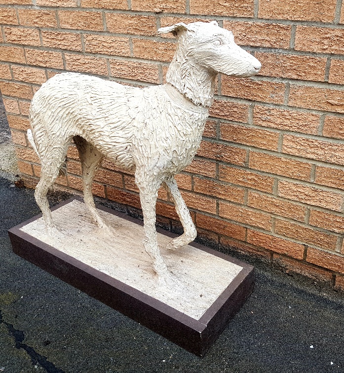 Lifesize Ceramic Sculpture of Lurcher Dog on Rectangular Base - Image 3 of 4