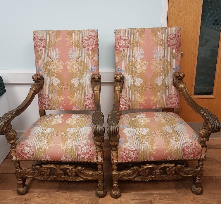 Pair of Excellent Large Continental Walnut Throne Armchairs