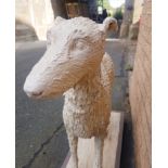 Lifesize Ceramic Sculpture of Lurcher Dog on Rectangular Base