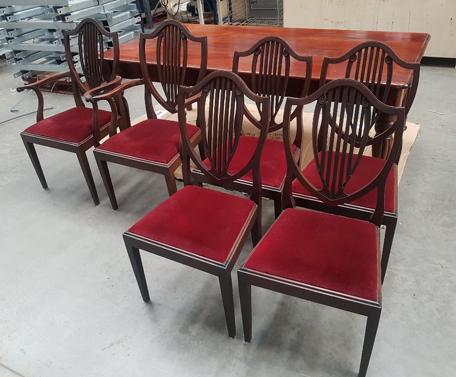 Large Mahogany Dining Table on Four Turned Legs with Matching 6 Lyre-Back Chairs, - Image 6 of 7