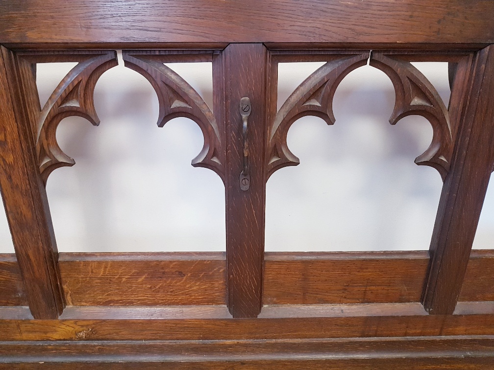 Victorian Gothic Style 1800s Church Pew in Cedar Wood - Image 2 of 3