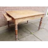 Traditional Victorian Plank Top Pine Kitchen Dining Table with Integral Cutlery Drawer