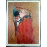 1960s Framed and Glazed Henri De Toulouse Lautrec Lithograph titled "Couple"
