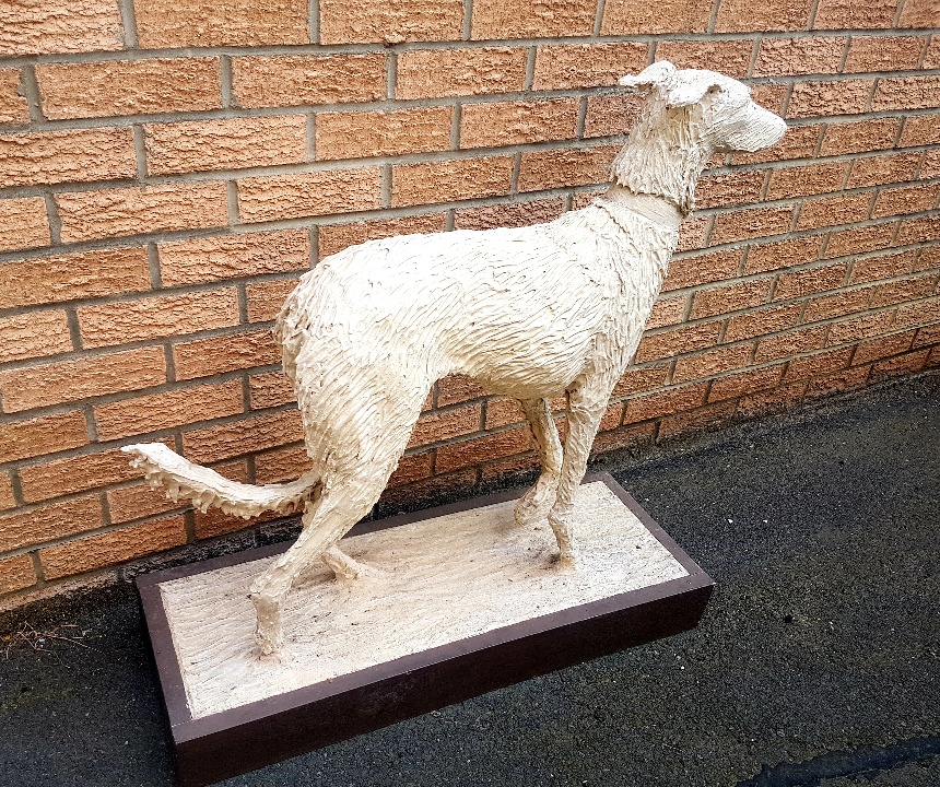 Lifesize Ceramic Sculpture of Lurcher Dog on Rectangular Base - Image 4 of 4