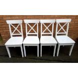 Set of four painted white modern kitchen chairs