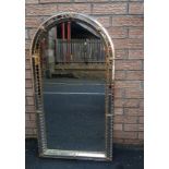 Large Modern Gilt Domed Top Mirror with mirror mosaic surround