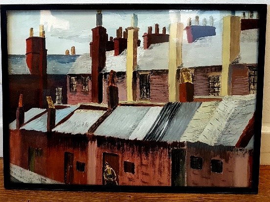 Watercolour of Terraced Houses in Mining Town