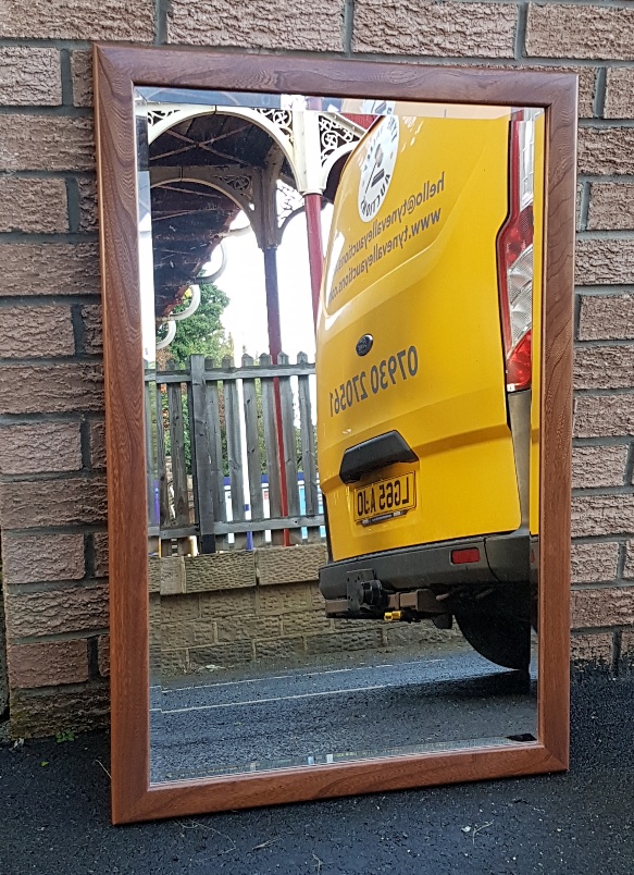 Large Ercol Mirror measuring 24 inches x 36 inches, with label to reverse - Image 2 of 4