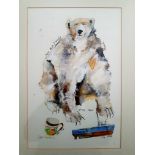 Janice Gray Framed Mixed Media Original Mixed Media Painting of Polar Bear