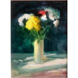 Walter Holmes (North East Artist) Original Acrylic painting of Vase of Flowers